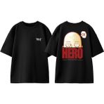 One Punch Man 4 Tasarım Sırt Baskılı Pamuk Siyah Oversize T-Shirt - XL