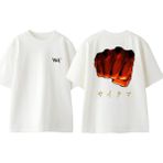 One Punch Man 5 Tasarım Sırt Baskılı Pamuk Beyaz Oversize T-Shirt