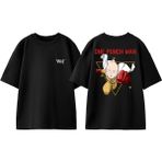 One Punch Man 6 Tasarım Sırt Baskılı Pamuk Siyah Oversize T-Shirt