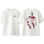 One Punch Man 7 Tasarım Sırt Baskılı Pamuk Beyaz Oversize T-Shirt