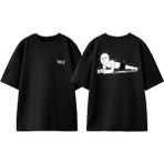 One Punch Man 8 Tasarım Sırt Baskılı Pamuk Siyah Oversize T-Shirt