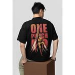 One Punch Man Baskılı Unisex Oversize Anime Karakter Tişört - 01 Siyah - 3XL
