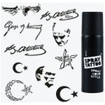 One Spray Tattoo Atatürk ve Cumhuriyet Dövme Şablon Seti-En Sevilenler+ Siyah Sprey
