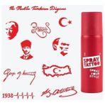 One Spray Tattoo Atatürk ve Cumhuriyet Dövme Şablon Seti + Kırmızı Sprey