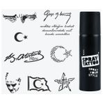 One Spray Tattoo Atatürk ve Cumhuriyet Dövme Şablon Seti + Siyah Sprey 2