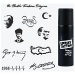 One Spray Tattoo Atatürk ve Cumhuriyet Dövme Şablon Seti + Siyah Sprey