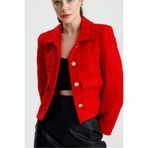 ONE WEAR Kadın Dore Düğmeli Blazer Tüvit Ceket
