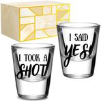 Onebttl Çiftler için Nişan Hediyeleri, Benzersiz Yeni Nişanlı Hediyeler, Shot Bardağı Seti, Nişanlı Nişanlı Gelecek için Hediyeleri, Mr & Mrs, 45 ml - I TOOK A SHOT, I SAID EVET