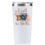 Onebttl Fotoğrafçılar için Kadınlar için Fotoğrafçılık Hediyeleri, 20 oz Paslanmaz Çelik Yalıtımlı Kapaklı Şarap Bardağı Kupa - Beyaz