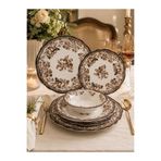Onedekor 24 Parça 6 Kişilik Porselen Yemek takımı Velour Brown