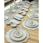 Onedekor Modern Krem Kahvaltı Takımı 12 Kişilik 64 Parça Porselen Desenli Set