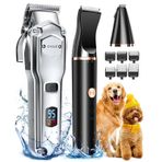 oneisall 3'ü 1 arada köpek kesme makinesi, kalın/yoğun kürk, profesyonel yüksek performanslı köpek kılı kesme makinesi seti, küçük ve büyük köpekler, kediler ve evcil hayvanlar için sessiz kesme