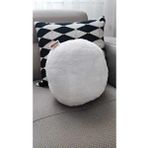 Oneplise Ekru Peluş Top Kırlent Yastık 42 cm Yuvarlak Modern Desenli 1 Adet