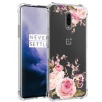 OnePlus 7 GM1901/OnePlus 6T A6010 Kız Kadın İnce Darbeye Dayanıklı Şeffaf Çiçek Yumuşak Esnek TPU Kılıf OnePlus 6T Gül Çiçeği için Jhxtech Telefon Kılıfı
