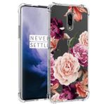 OnePlus 7 GM1901/OnePlus 6T A6010 Kız Kadınlar için Jhxtech Kılıf, OnePlus 6T Mor Çiçek için İnce Darbeye Dayanıklı Şeffaf Çiçekli Yumuşak Esnek TPU Kılıf