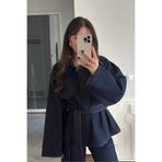 ÖNER Kadın Bağlamalı Lacivert Denim Ceket