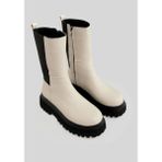 Öner Shoes Bej Mat Lastik Detay Kalın Taban Kadın Bot