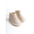 Öner Shoes Kadın Mini Bej Süet Yarım Bot Içi Tüylü Ayakkabı Dar Kalıptır