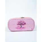 OneSize Kalem Kutusu Oval Tasarım Tek Bölmeli Sakura Temalı vegan Deri (Kalemlik) - Renkli - Standart