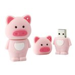 OneSquareCore 64GB Çizgi Film 12 Sembolik Hayvanlar USB Flash Sürücü U Disk USB 2.0 Veri USB Flash Disk Bellek Çubuğu Kalem Sürücü Depolama Cihazı USB Sürücü Harici Depolama Flaş Disk USB Disk (Pig)