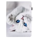 ONETHEFUL Samsung Galaxy Tab A 9.7 SM-T550/T555 Tablet için Kitap Kılıfı Koruyucu Kılıflar Standlı ve PU Deri - Beyaz Kedi