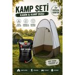 Onetick Kamp Duşu ve WC Duş Kabini Seti - Katlanabilir Portatif Kamp Duş Çadırı | 20L Güneş Enerjili Duş Seti