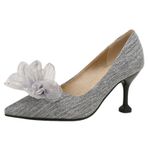 Onewus Bayan Çiçek Stilettolar PU Keten İş Gece Kıyafeti, 8 cm Stiletto Topuk, Gri, 38 EU