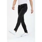 OneZero Erkek Lycralı Kot Pantolon Siyah Destroy Dar Kesim Skinny Fit Düğmeli Jeans