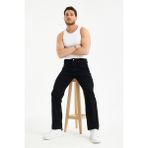 OneZero Erkek Lycrasız Baggy Kot Pantolon Rahat Giyim Fermuarlı Dekploy Jeans - Siyah - 29