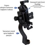 OneZero Motosiklet Scooter Bisiklet Telefon Dikiz Ayna Tutucu Anti Titreşim Darbe Önleyici Gopro Bağlantılı - Siyah