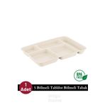 ongu home 5 Bölmeli Tabldot Tabak Yıkanabilir Mama Tabağı Yemek Tabağı Kahvaltı Tabağı (1 Adet)