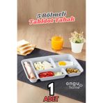 ongu home Beş Bölmeli Tabldot Tabak Yıkanabilir Mama Tabağı Yemek Tabağı Kahvaltı Tabağı ( Gri )