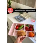 ongu home Beş Bölmeli Tabldot Tabak Yıkanabilir Mama Tabağı Yemek Tabağı Kahvaltı Tabağı (PEMBE)