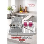 ongu home Duru Set Haraket Eden Bulaşıklık Bulaşık Durulama Seti Gri