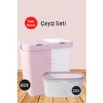 ongu home Ikili Kirli Çamaşır Sepeti Ve Çamaşır Selesi Ikili Set Çeyiz Seti (PUDRA)