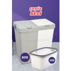 ongu home Ikili Set Çeyiz Seti Ikili Kirli Sepeti Çamaşır Selesi (BEYAZ-GRİ)