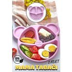ongu home Mama Tabağı 3 Bölmeli Ayıcık Figürlü Tabak Çocuk Yemek Tabağı Pembe