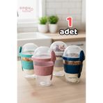 ongu home Yoğurt Yulaf Müsli Diyet Saklama Kabı Pratik Taşınabilir Kaşıklı Ve Kapaklı Depolu Bardak