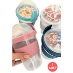 ongu home Yoğurt Yulaf Müsli Diyet Saklama Kabı Pratik Taşınabilir Kaşıklı Ve Kapaklı Depolu Bardak