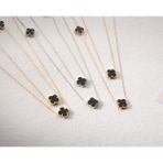 Oniks Taşlı 5 Motif Yonca Uzun Kolye 90 cm – 925 Ayar Gümüş Van Cleef Stil Yonca Kolye