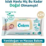 Önlem Yenidoğan ve Hassas Bakım Islak Temizleme Mendilleri 960 Adet 40 Yaprak Doğal Koruma