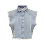 ONLHOLLYWOOD CRYSTAL DNM VEST RED CRO Kadın Light Blue Denim Yelek - 15341021 Light Blue Denim
