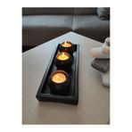 Online 3'lü Siyah Dekoratif Tombik Mumluk, 27 cm, Tealight Mumlar Hediyeli, Gönderim