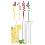 Online Kapında 6 Adet Sevimli Emojili Kokteyl Plastik Pipet ve 6 Adet Cam Pipet +1 Temizleme Fırçası