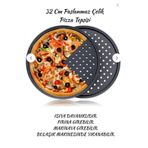 Online Kapında Lüks 32 CM Paslanmaz Çelik Büyük Pizza Tepsisi (Yanmaz Yapışmaz)