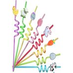 Online Kapında Mutfak-00331 4 Adet Sevimli Emojili Plastik Pipet Kıvrımlı Renkli Emojili Kokteyl Pipet