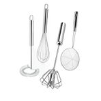 Online Kapında Mutfak-00349 4'lü Set Otomatik Basmalı Çırpıcı, Yağ Kevgiri, Tel Çırpıcı, Yumurta Çırpıcı Sos