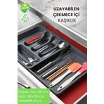 Online Kapında Online Kpaında Uzayabilen Ayarlanabilir Kayar Kızaklı Çekmece Içi Kaşıklık Organizeri Antrasit