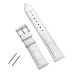Online Kordon Fossil Saat Uyumlu Croco Baskılı Beyaz Renk Deri Saat Kordonu Kayışı - 22 mm