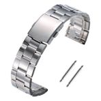 Online Kordon Silver Gümüş Paslanmaz Çelik Metal Saat Kordonu Kayışı - 22 mm